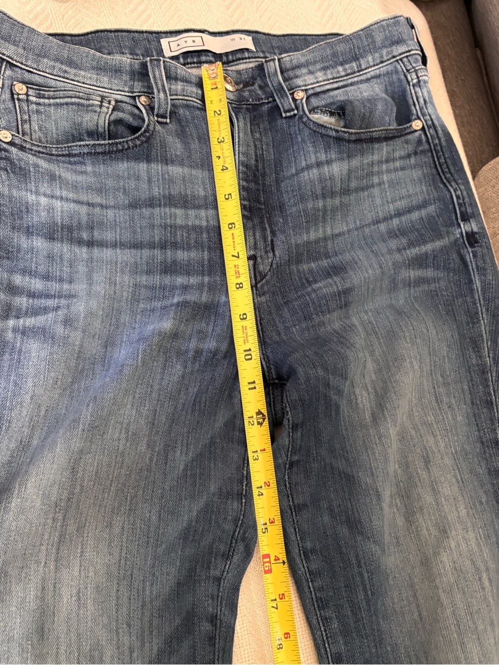 🔵⚪️AYR Indigo Straight-Leg Jeans with Raw Hem - Picture 12 of 15